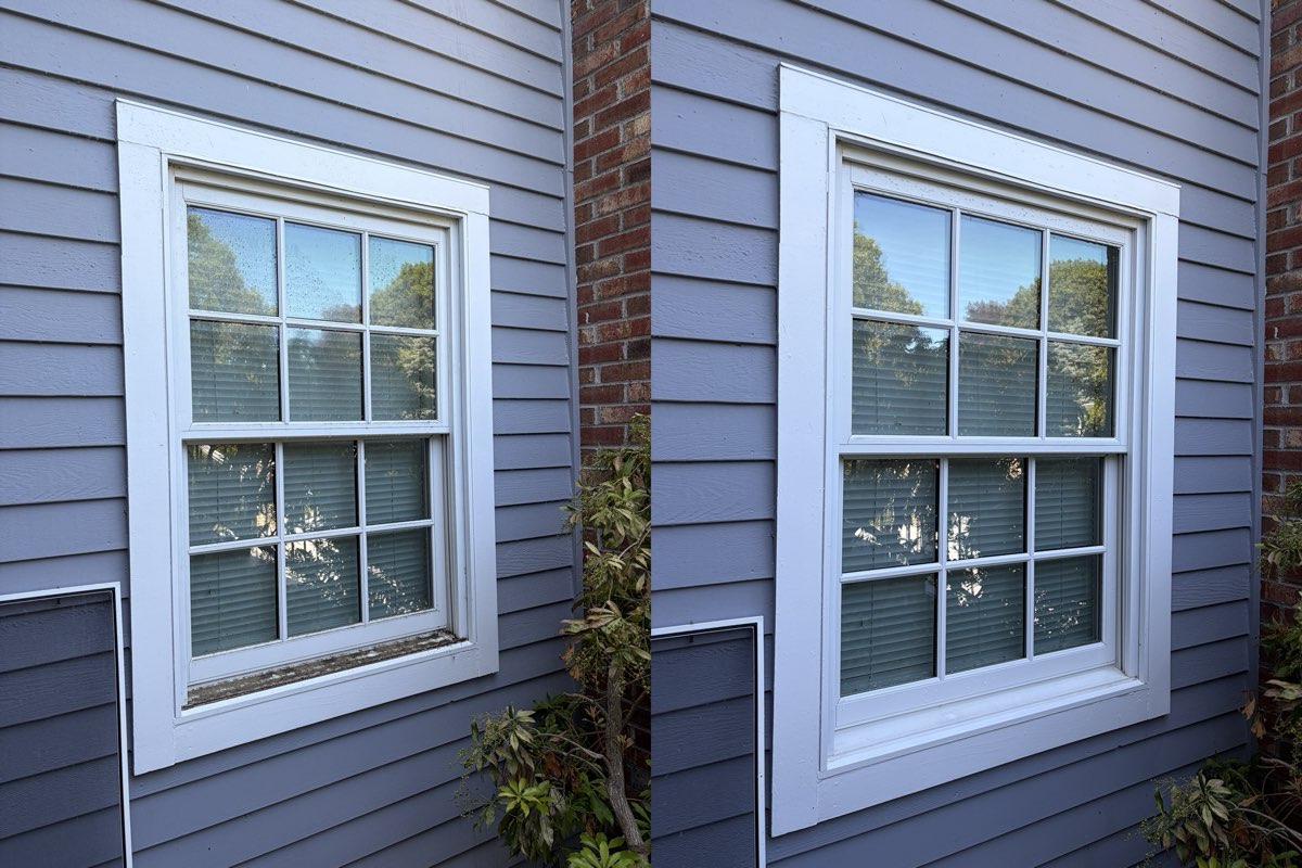 Before and after window cleaning comparison